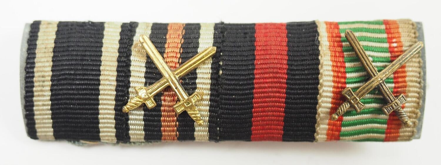 3. Reich: 4er Feldspange mit EK2, Einmarschmedaille Sudetenland etc.
