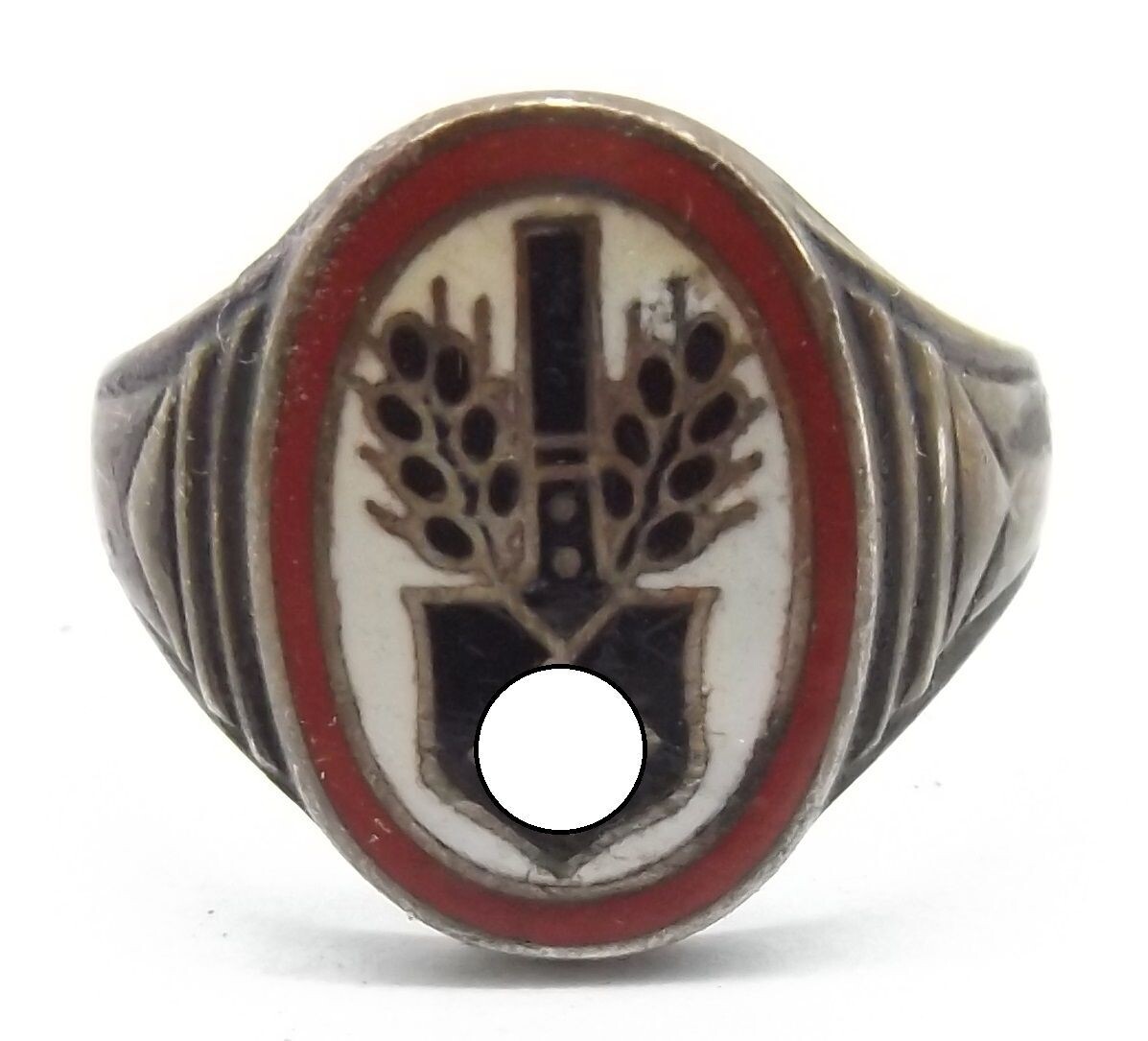 Reichsarbeitsdienst (RAD): Fingerring, Silber 835 gepunzt, emailliert.