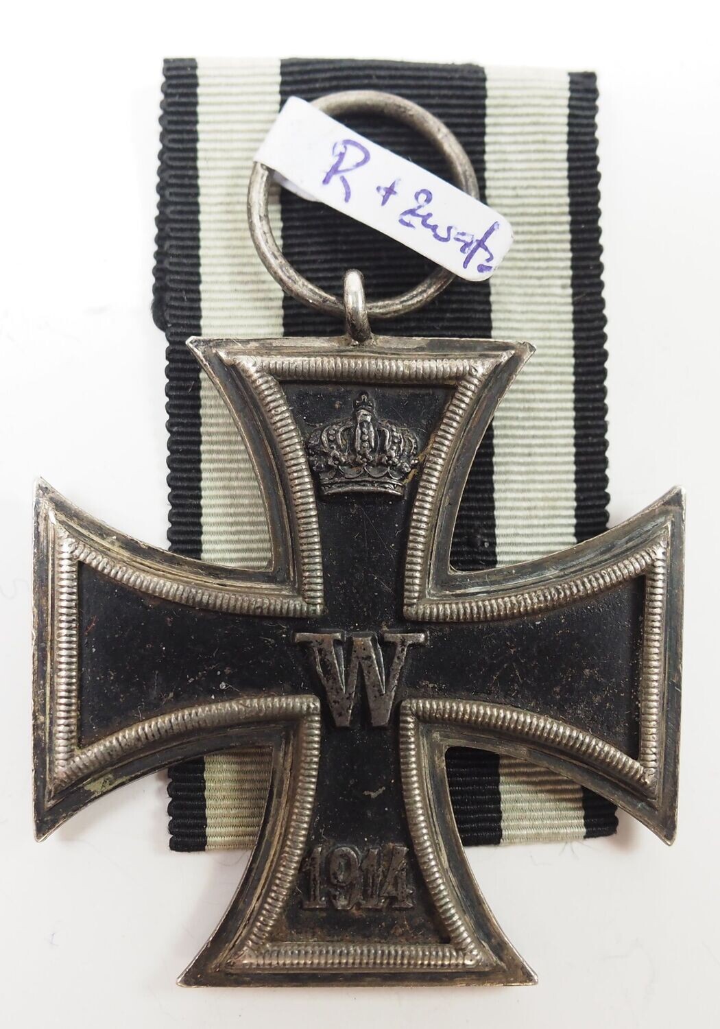 Eisernes Kreuz 2. Klasse EK2 1914 Hersteller R, + Zusatzpunze,mit Band.