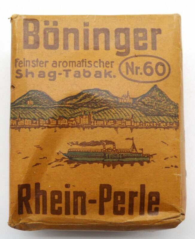 3. Reich / Wehrmacht: Tabak Böninger "Rhein-Perle" - 50 gr., ungeöffnet, mit Steuerbanderole.