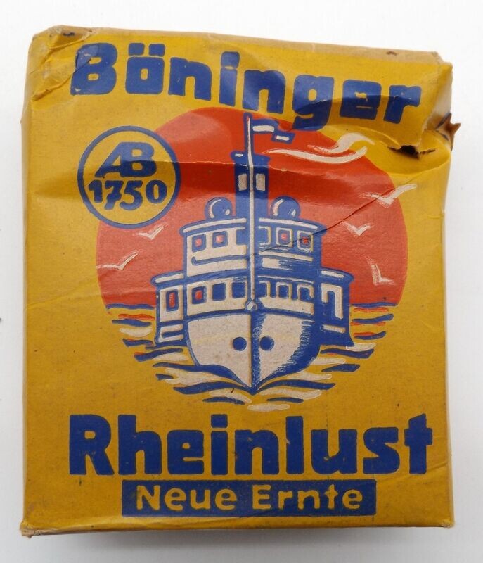 3. Reich / Wehrmacht: Tabak Böninger "Rheinlust" - 50 gr., ungeöffnet, mit Steuerbanderole.