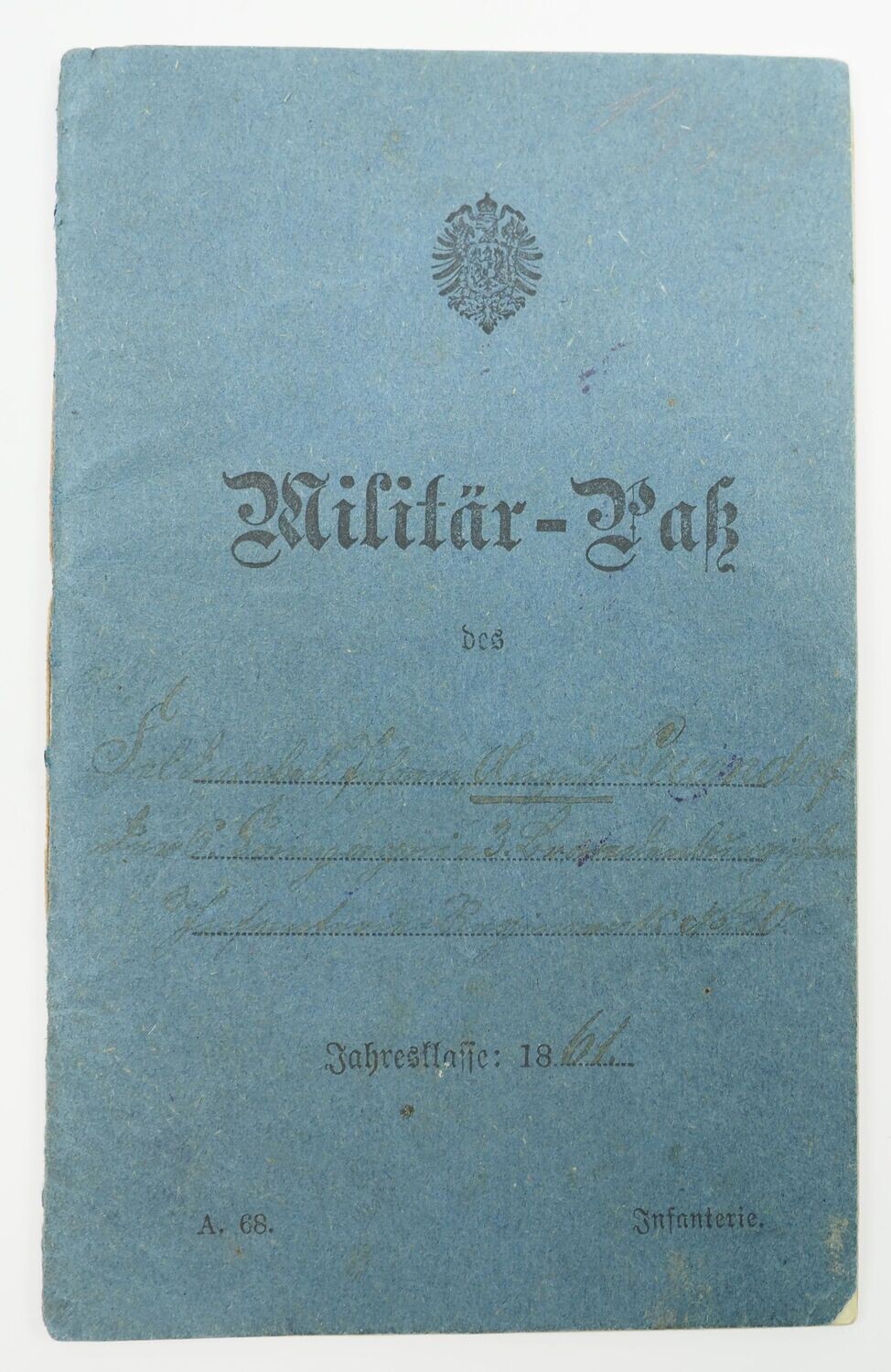 Preussen: Militärpaß eines Feldwebels im 3. Brandenburgisches Infanterie-Regiment Nr. 20, Wittenberg, 1861, Feldzug 1866 Main-Armee, Orden: Erinnerungskreuz 1866, KDM Stahl 1870/71, DA 2. Klasse.