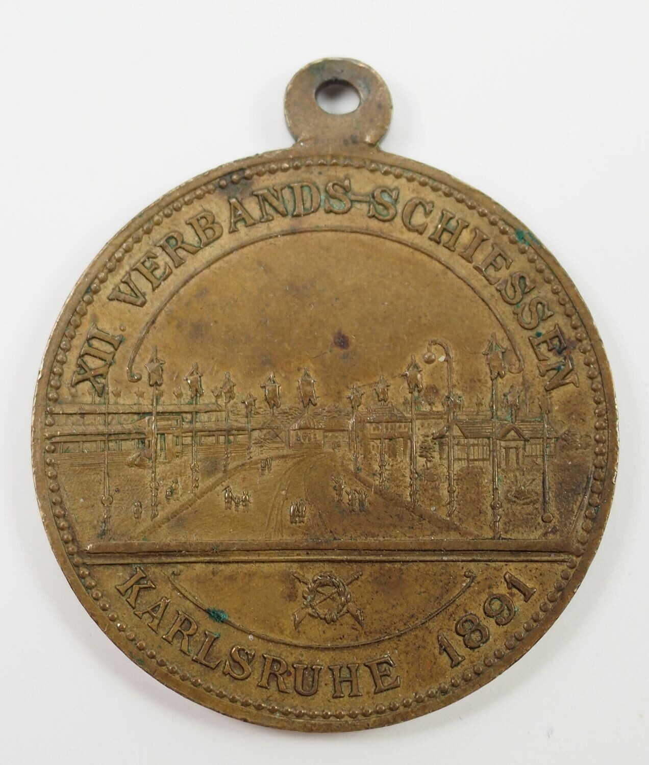 Baden: Schützenmedaille XII. Verbandsschießen - Karlsruhe 1897, Bronze.