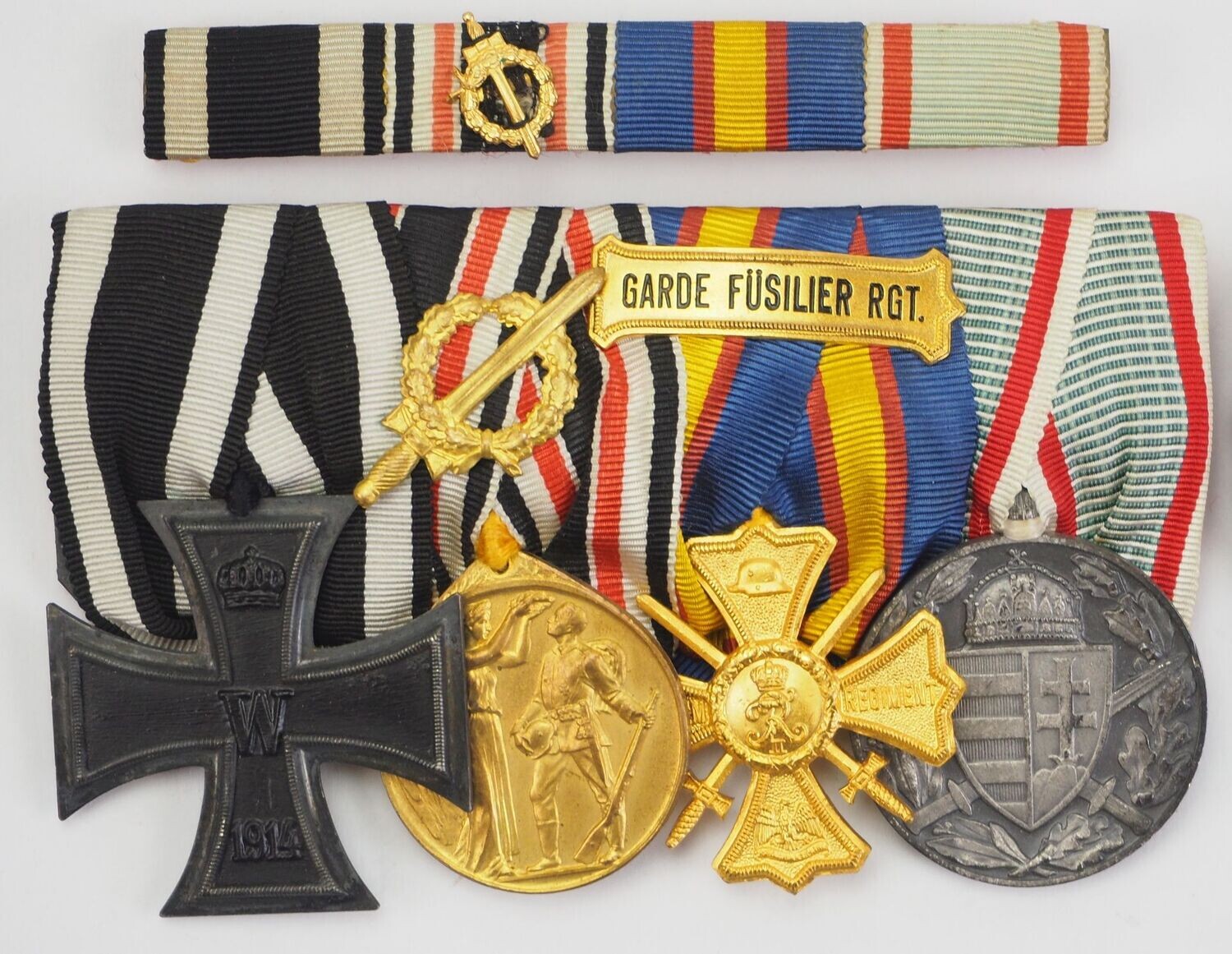 Preussen: 4-er Ordenschnalle eines Angehörigen des Garde Füsilier Regiment.