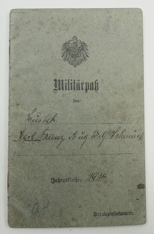 Preussen: Militärpass eines Mecklenburgers im Infanterie-Regiment „Hamburg“ (2. Hanseatisches) Nr. 76, Hamburg, Gefechtskalender Rawa, Warschau etc. Orden: VWA schwarz. Preussen: Militärpass eines Mecklenburgers im Infanterie-Regiment „Hamburg“ (2. Hanseatisches) Nr. 76, Hamburg, Gefechtskalender Rawa, Warschau etc. Orden: VWA schwarz.