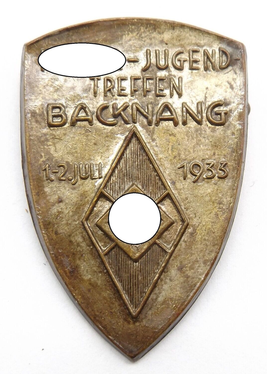 HJ: Abzeichen HJ-Treffen Backnang 1.-2. Juli 1933, Württemberg.
