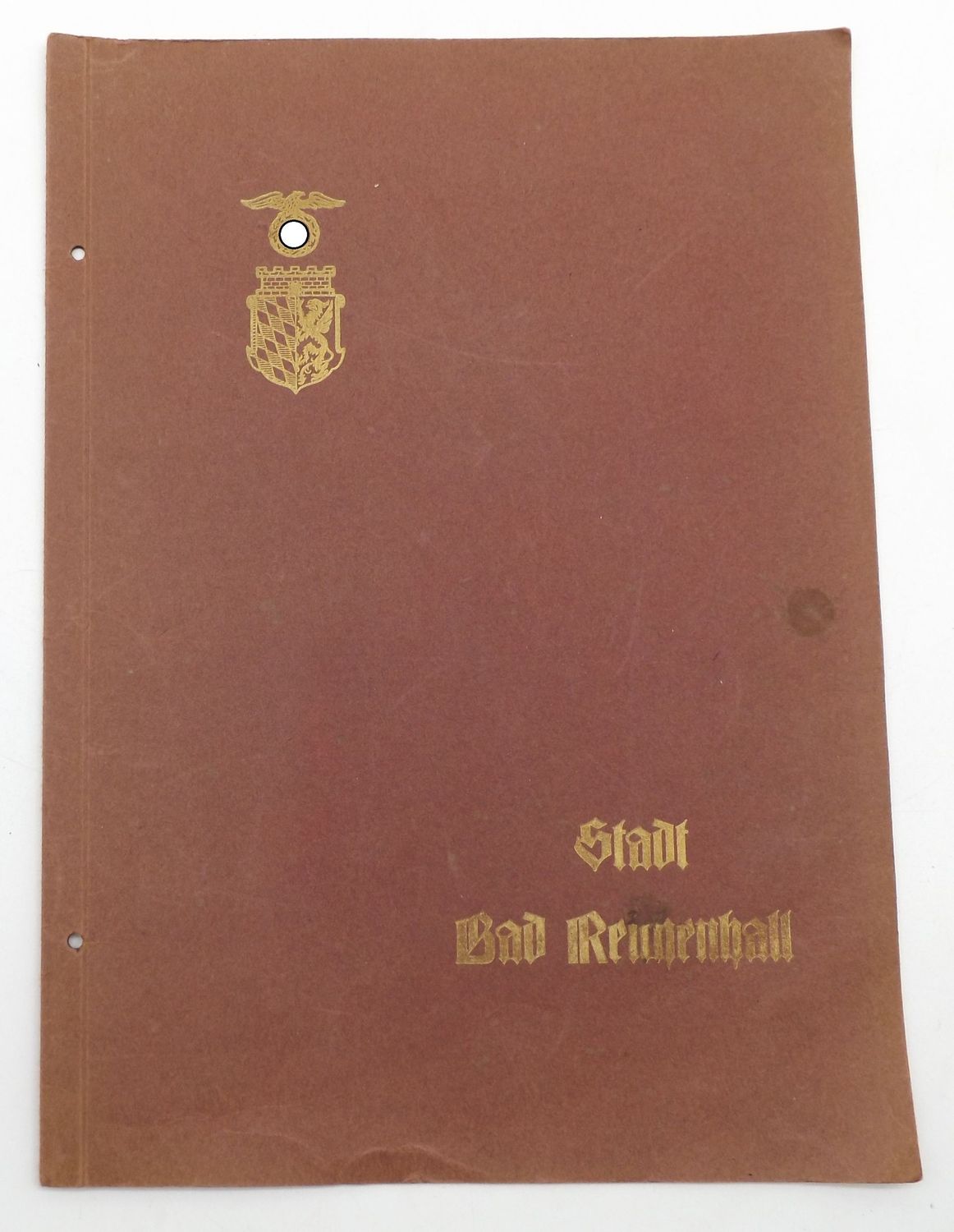 3. Reich: Urkundenmappe Stadt Bad Reichenhall (Bayern) mit Wappen, für DinA 4 Dokumente.