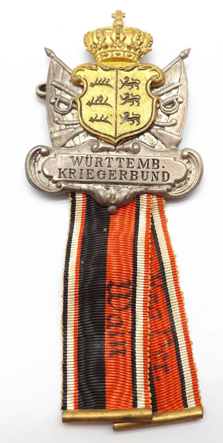 Württemberg: Mitgliedsabzeichen Kriegerbund, Kriegerverein Wain. Wain ist eine Gemeinde im baden-württembergischen Landkreis Biberach.