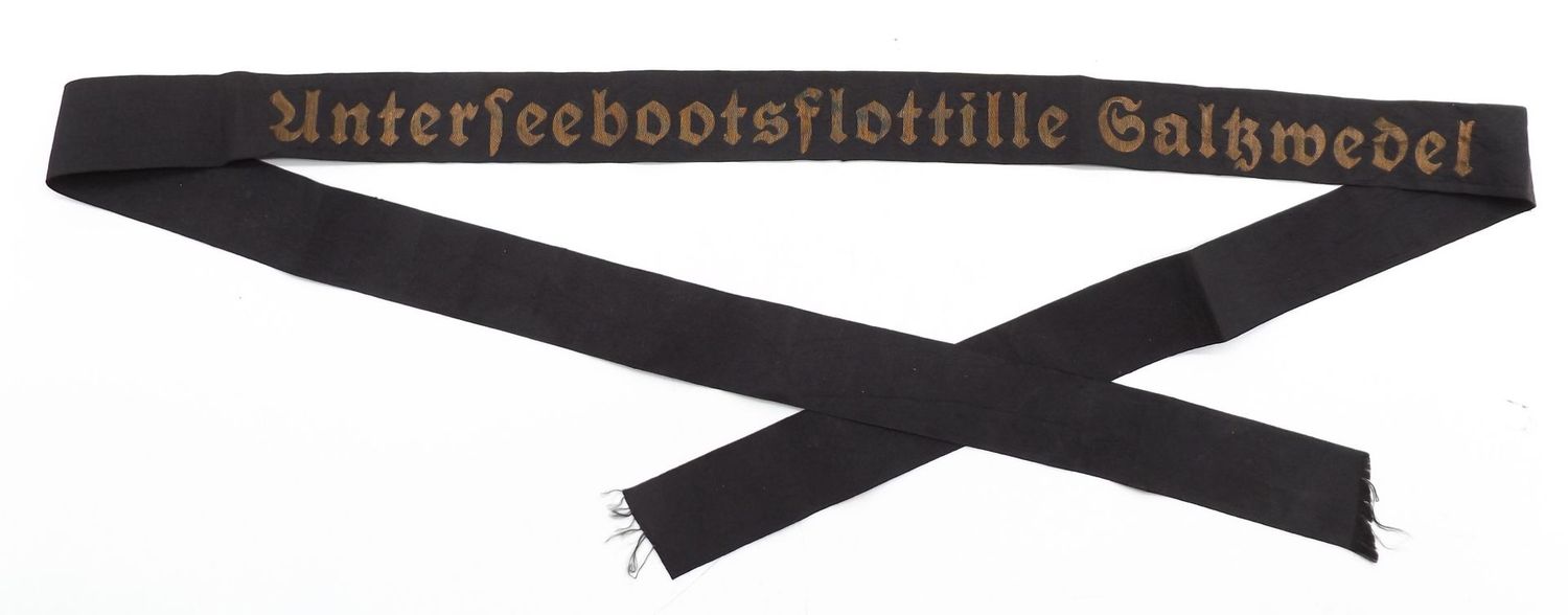 Kriegsmarine: Mützenband "Unterseebootsflottille Saltzwedel".