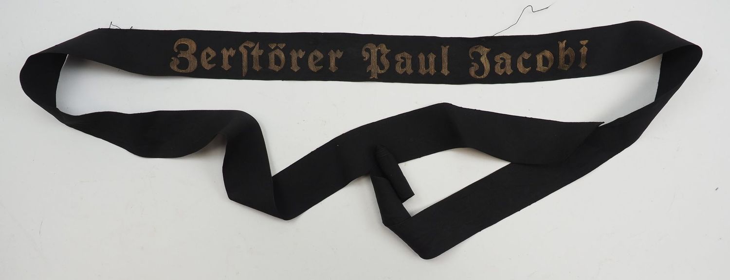 Kriegsmarine: Mützenband "Zerstörer Paul Jacobi".