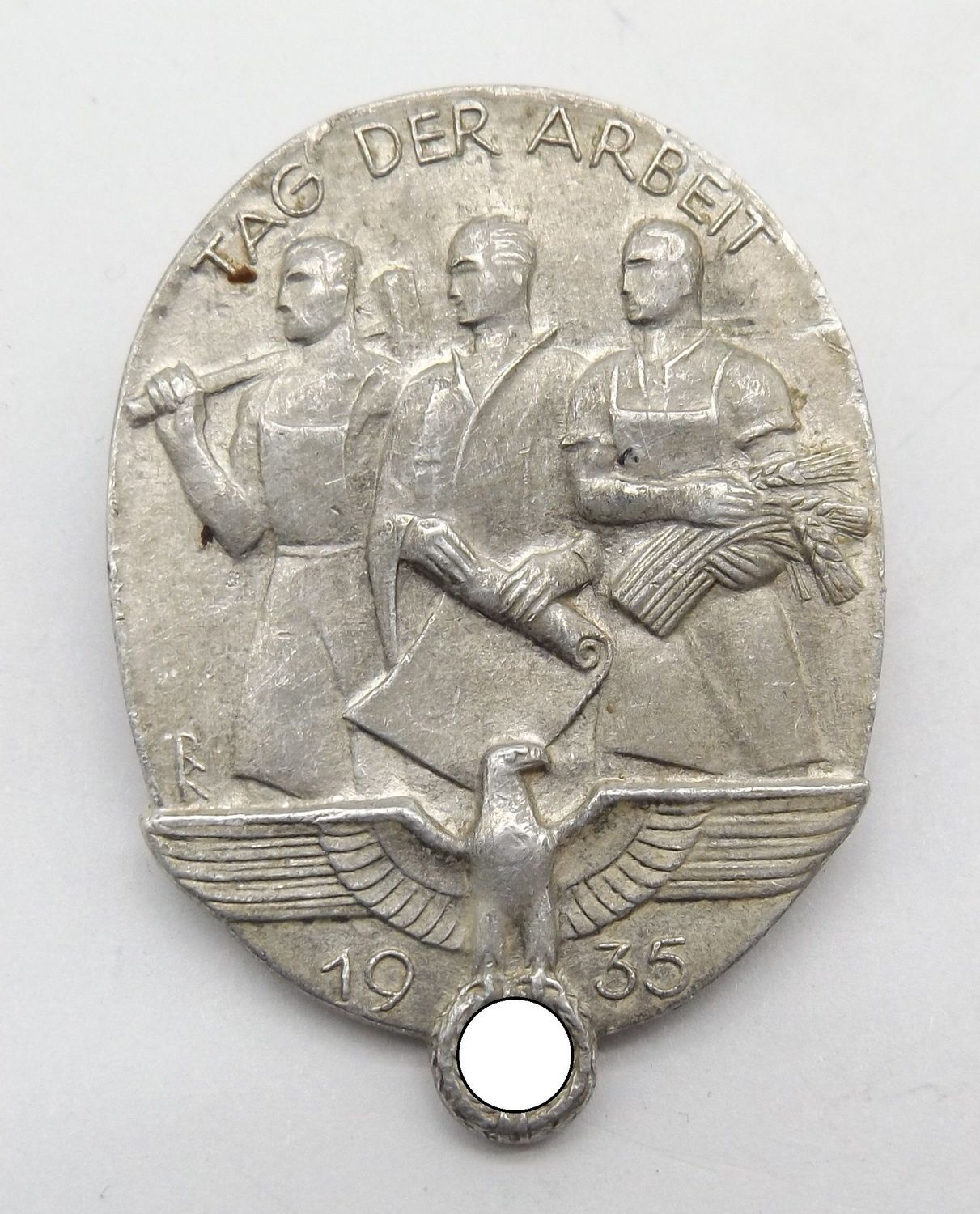 3. Reich: Treffabzeichen 1.Mai 1935, Tag der Arbeit, HerstellerWalter Demmer Lüdenscheid.