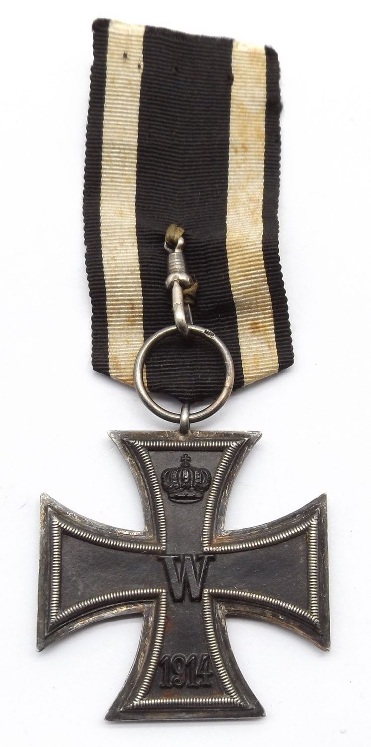 Eisernes Kreuz 2. Klasse EK2 1914 Hersteller WS für die Firma Wagner & Sohn, Berlin, Zusatzpunze, am konfektionierten Band.