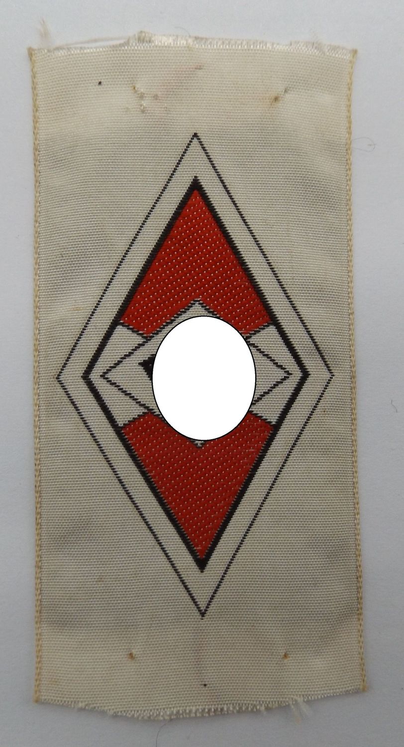 HJ / BDM: Raute, Stoffabzeichen, kleine Ausführung, Maße der Raute ca. 5,5 x 3,3 cm.