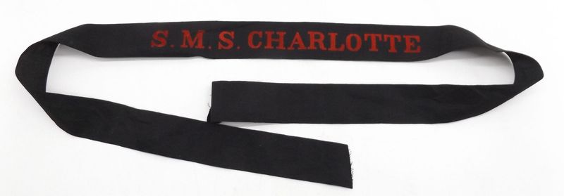 Kaiserliche Marine: Mützenband "S.M.S. Charlotte", in roter Schrift, für Schiffsjungen, selten!