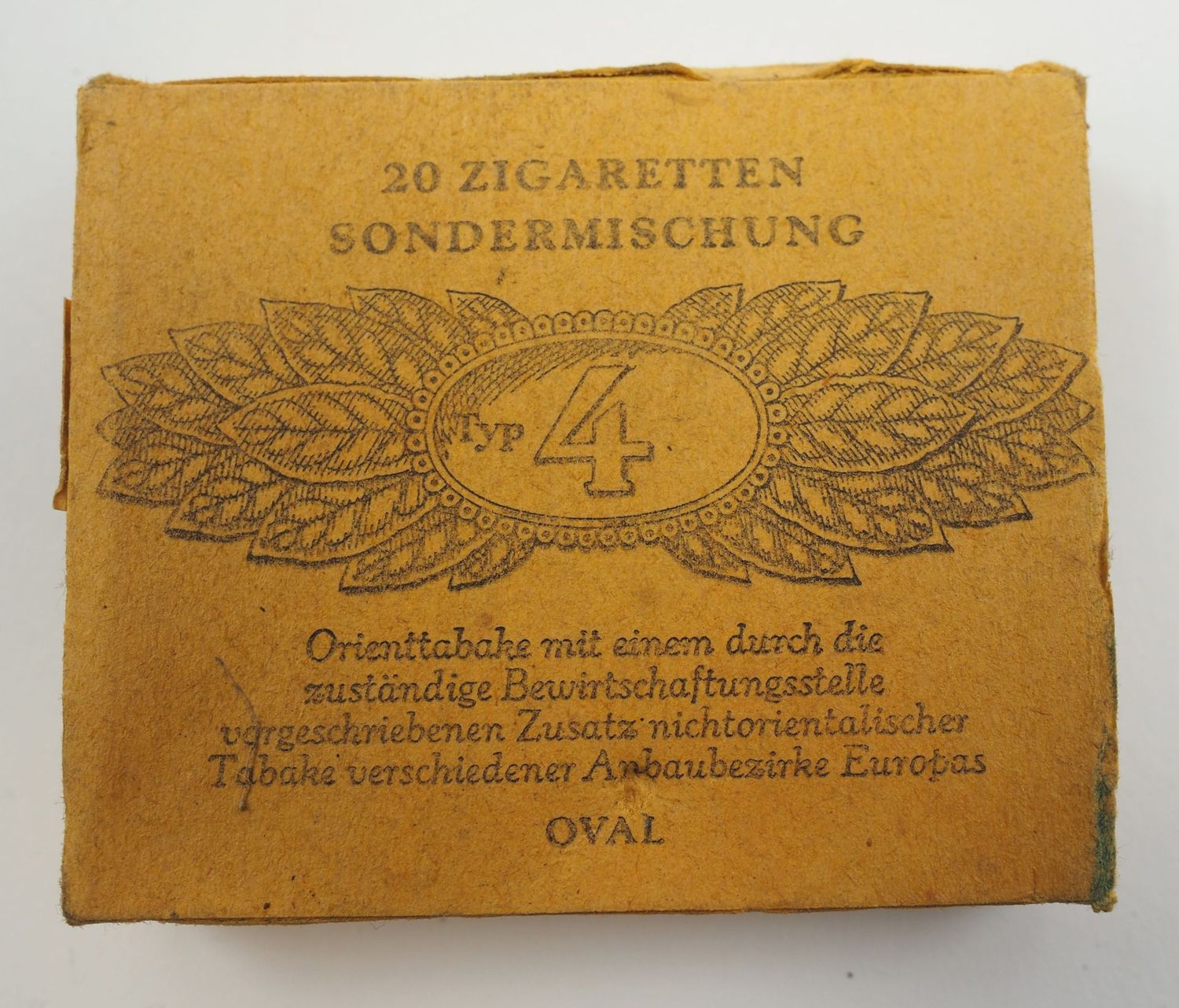 Badent: 20 Zigaretten Sondermischung Typ 4, ungeöffnet, mit badischer Steuerbanderole.