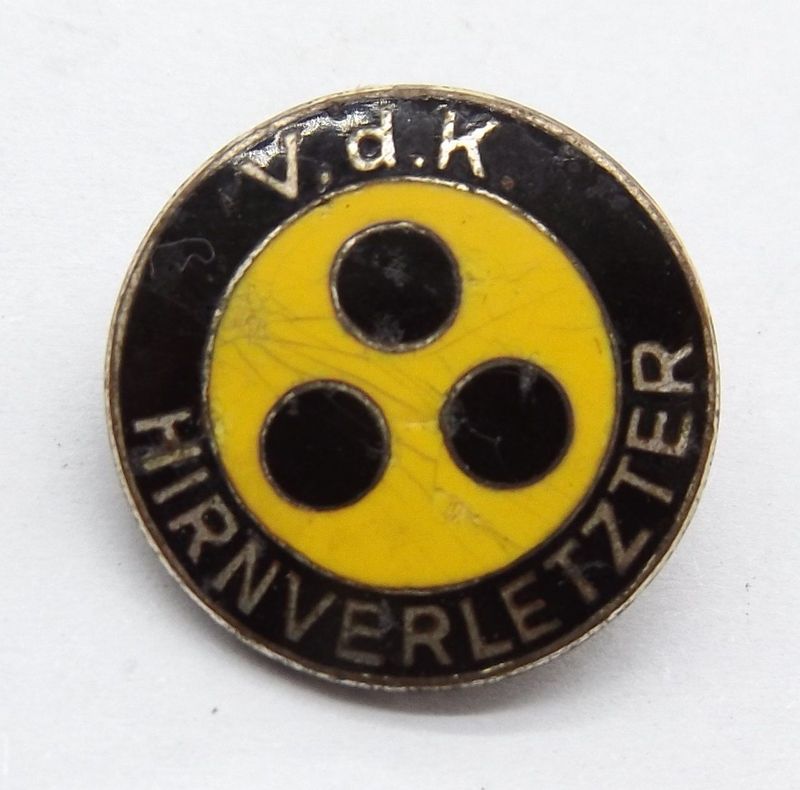 BRD: Abzeichen Verband der Kriegsbeschädigten VDK - Hirnverletzter, gemarkt GES. GESCH., 18mm.