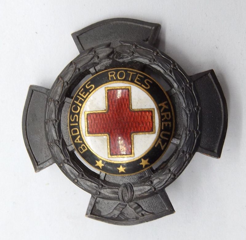 Baden: Ehrenzeichen Landesverein Badisches Rotes Kreuz in Bronze, Hersteller Houriet u. Wanner, Pforzheim, an Nadel.
