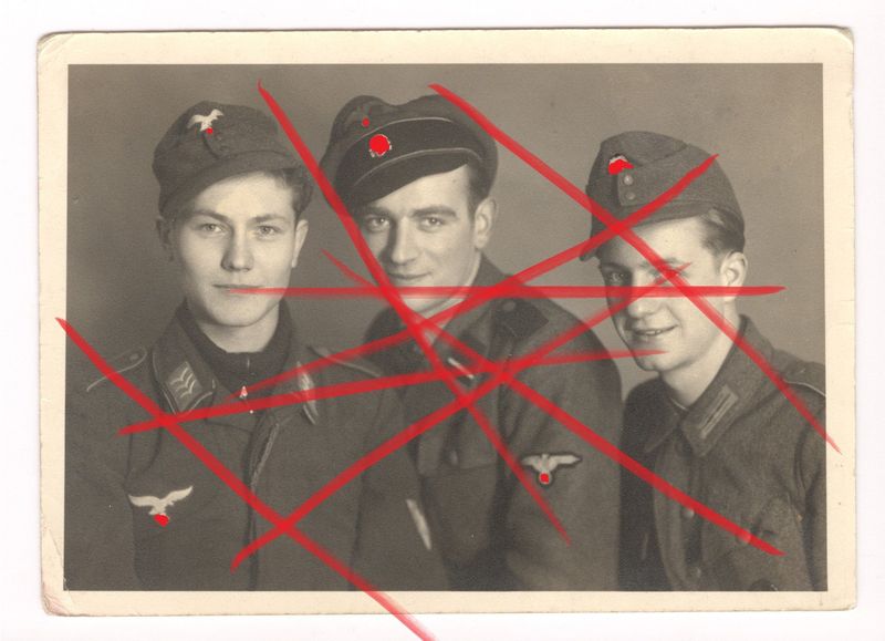 Waffen-SS / SS Polizeidivision: Portraitfoto 3 Brüder, PK-Größe, C67.