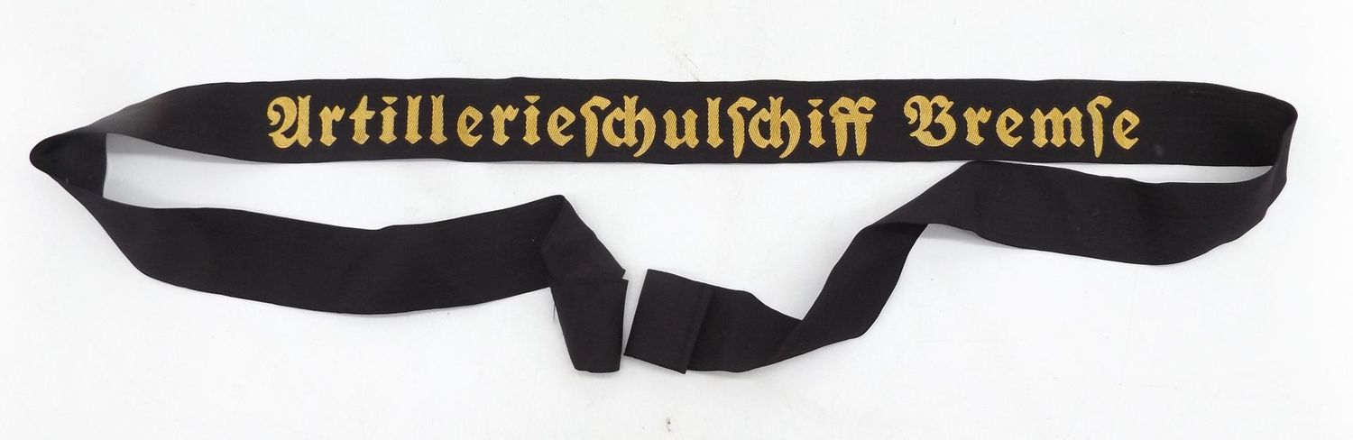 Kriegsmarine: Mützenband  "Artillerieschulschiff Bremse".