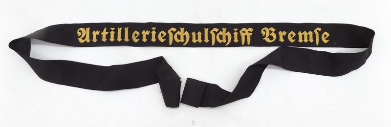 Kriegsmarine: Mützenband  "Artillerieschulschiff Bremse".