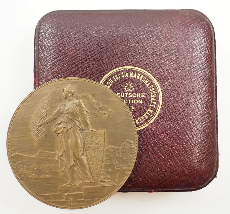Markgrafschaft Mähren: Verdienstmedaille auf dem Gebiet der Landwirtschaft, Bronze, im Etui.