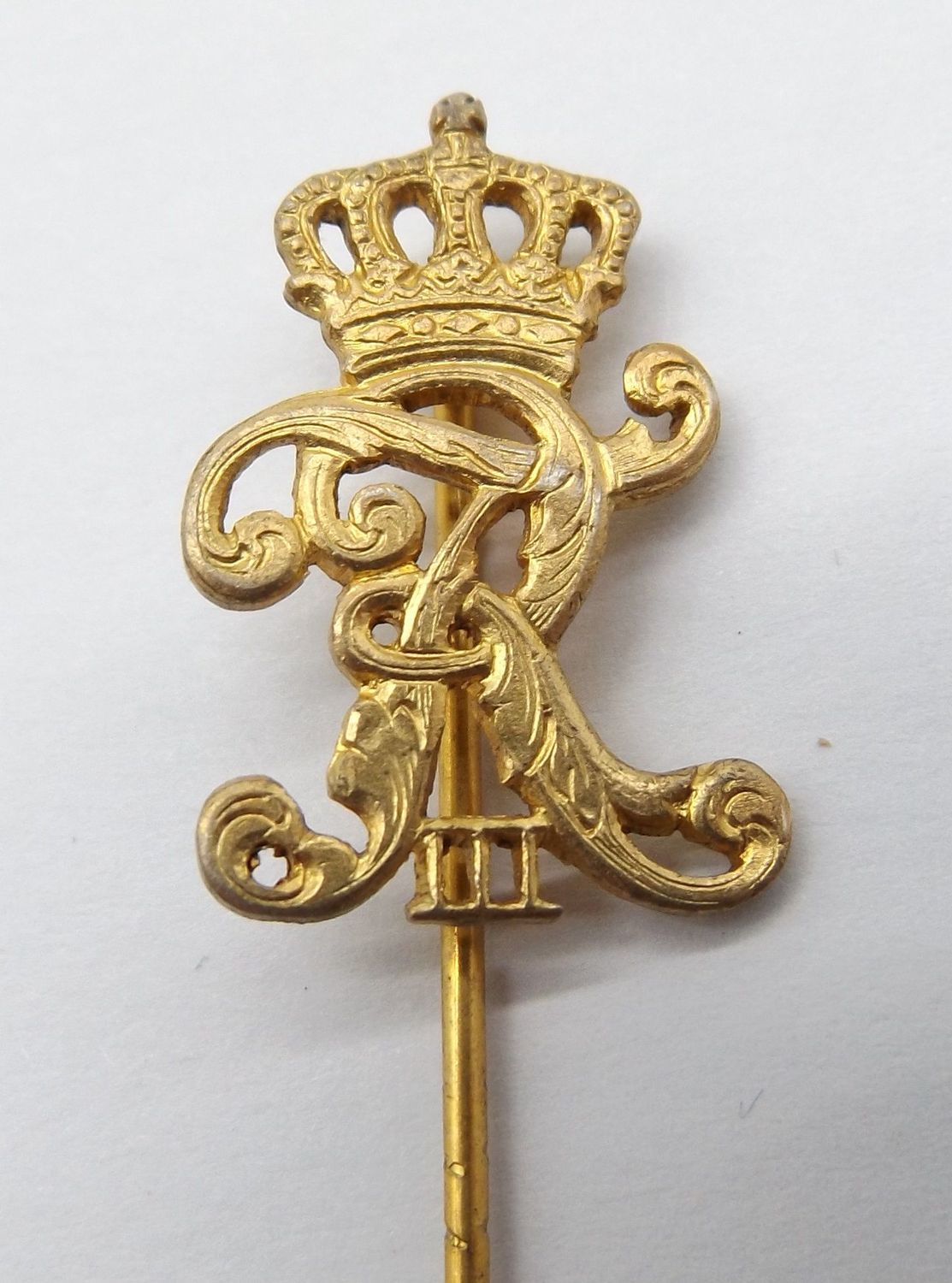 Preussen: Regimentsabzeichen / Regimentsnadel Grenadier-Regiment Kronprinz (1. Ostpreussisches) Nr. 1, Silber (990 gepunzt) vergoldet, Maße ca. 22 x 15 mm.