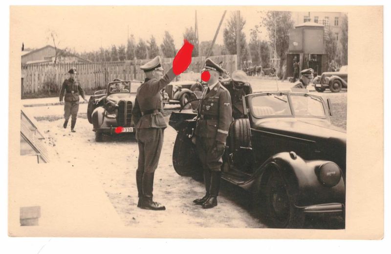 Waffen-SS: Foto Reichsführer SS Heinrich Himmler, Besichtigung der Diensträume in Lublin Polen, PK-Größe, C77.