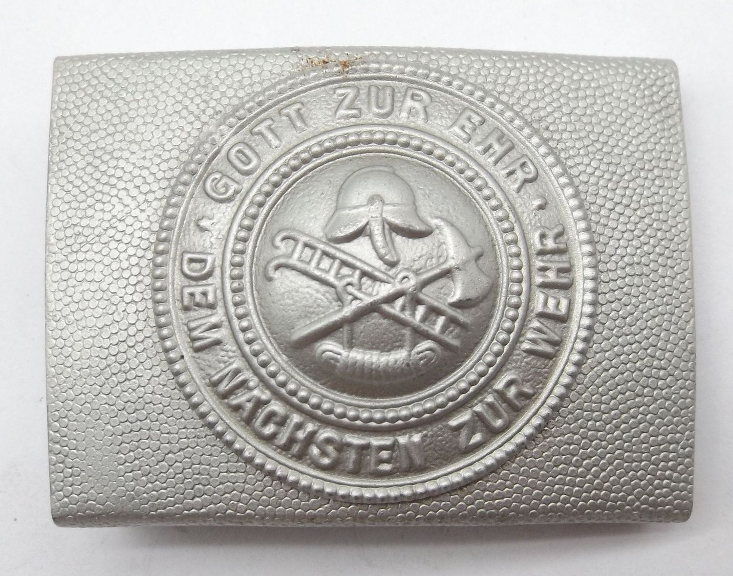 Deutsches Reich: Koppelschloss für Mannschaften Feuerwehr, "Gott zur Ehr - dem Nächsten zur Wehr", 1930er Jahre.