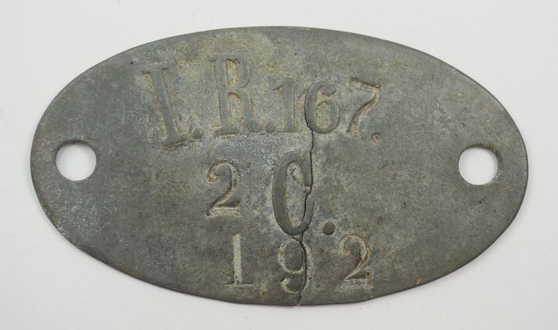 Preussen: Erkennungsmarke 1. Ober-Elsässisches Infanterie-Regiment Nr. 167, Kassel.