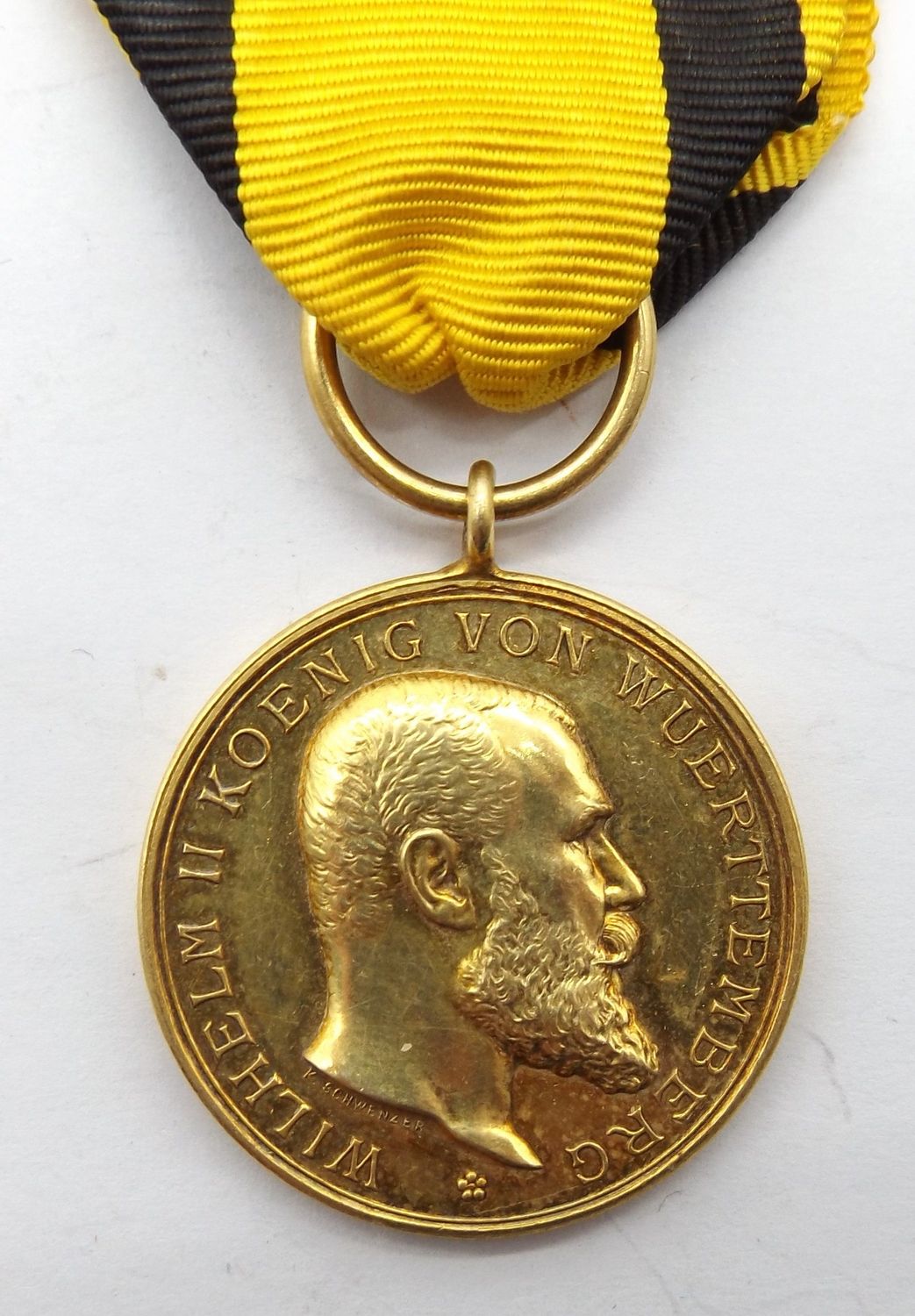Württemberg: Goldene Militärverdienstmedaille, Silber vergoldet, am Band.