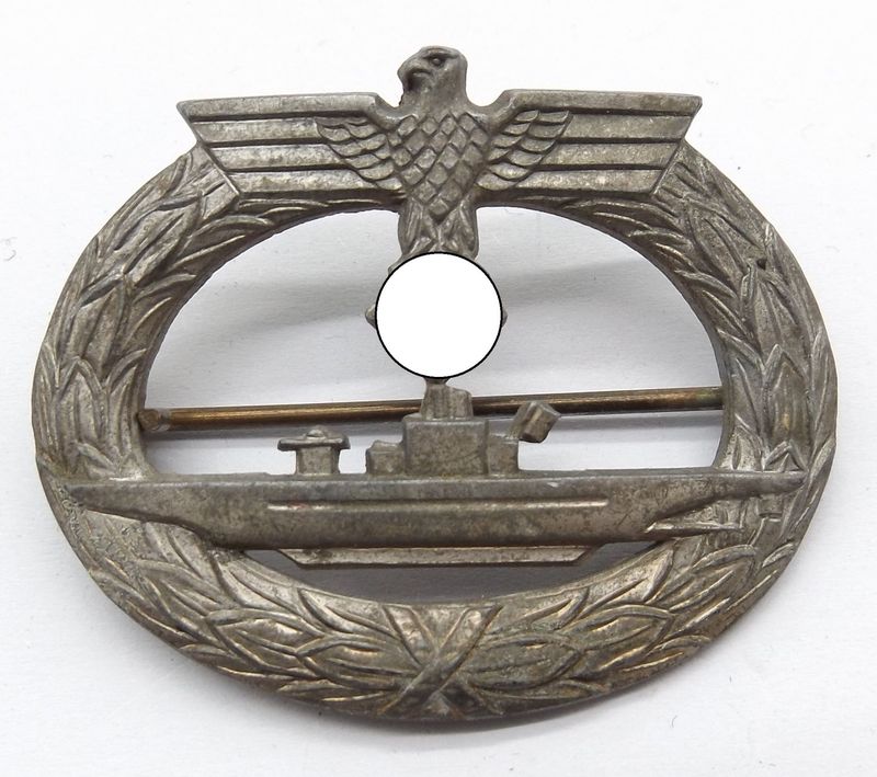 Kriegsmarine: U-Boot-Kriegsabzeichen, Zink, gemarkt f.o. für den Hersteller Friedrich Orth, Wien, an Nadel.