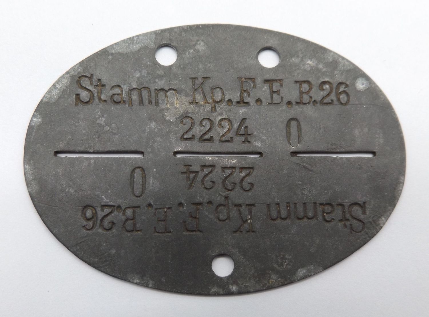 Wehrmacht: Erkennungsmarke Feld-Ersatz-Bataillon 26, Köln, 26. Infanterie-Division.