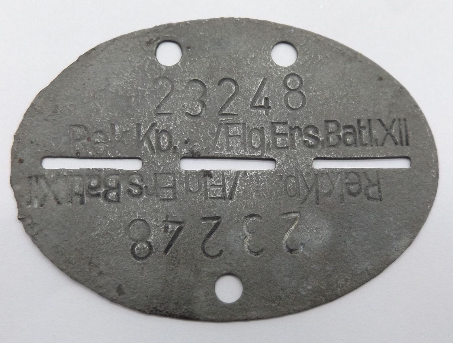 Luftwaffe: Erkennungsmarke Rek. Kp. Flieger-Ersatz-Bataillon XII, Trier.