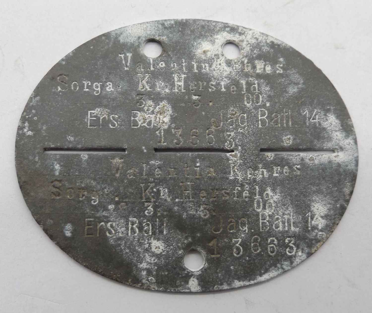 Mecklenburg: Erkennungsmarke Großherzoglich Mecklenburgisches Jäger-Bataillon Nr. 14, Colmar.