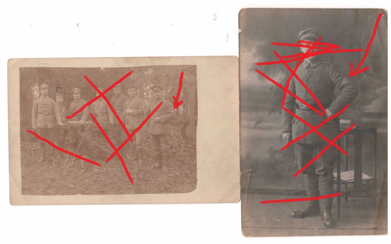 Deutsches Reich: Portrait und Gruppenfoto mit Ärmelabzeichen Maschinengewehr Scharfschützenabzeichen, C98. Deutsches Reich: Portrait und Gruppenfoto mit Ärmelabzeichen Maschinengewehr Scharfschützenabzeichen, C98.