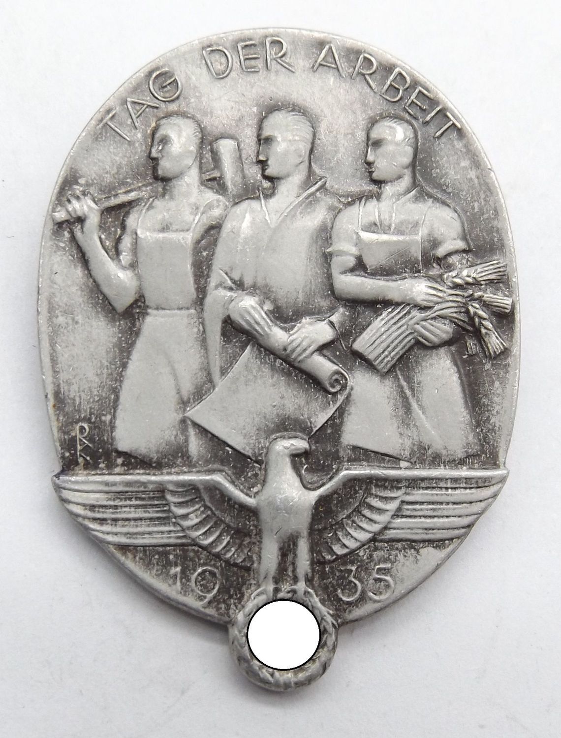 3. Reich: Treffabzeichen 1.Mai 1935, Tag der Arbeit, Hersteller Heinrich Vogt, Pforzheim.