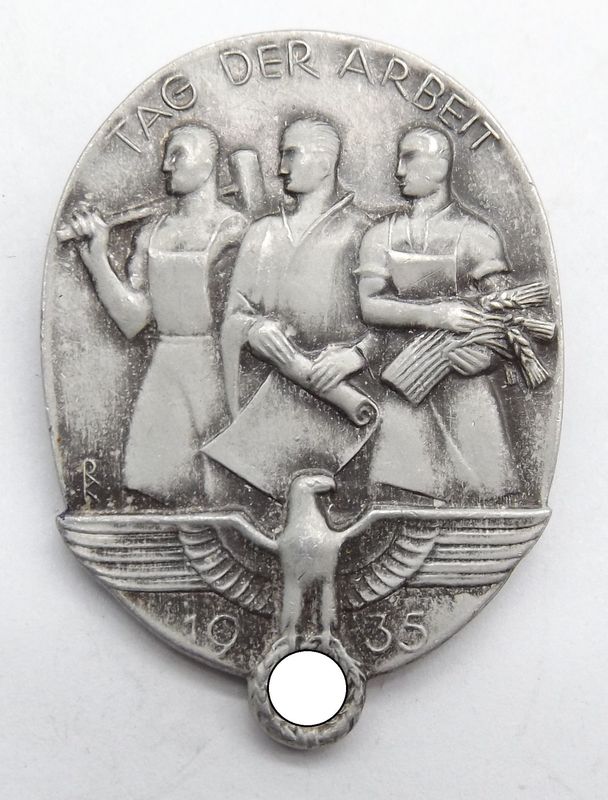 3. Reich: Treffabzeichen 1.Mai 1935, Tag der Arbeit, Hersteller Heinrich Vogt, Pforzheim.