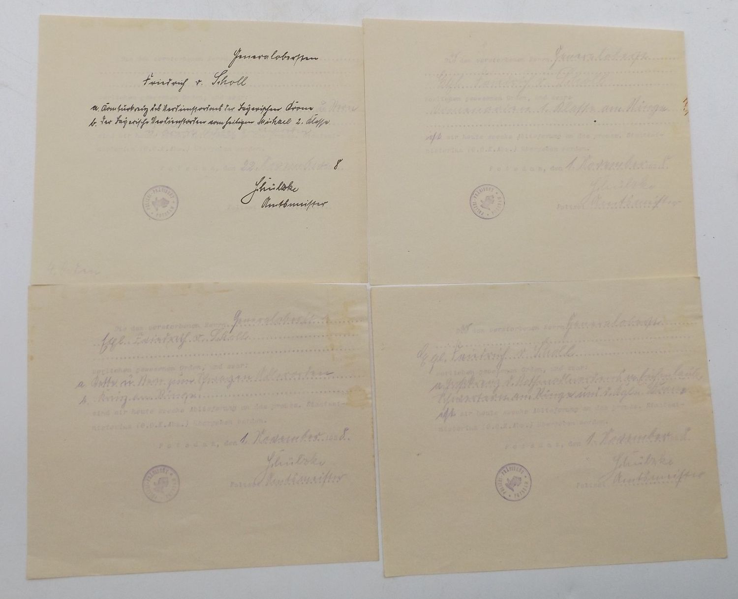 Preussen: Dokumentennachlass des Generaloberst und Generaladjutant des Kaisers Wilhelm II. Friedrich von Scholl, Generalkapitän der Schloß- und Leibgarde + General à la suite 1. Garde-Ulanen-Regiment. Preussen: Dokumentennachlass des Generaloberst und Generaladjutant des Kaisers Wilhelm II. Friedrich von Scholl, Generalkapitän der Schloß- und Leibgarde + General à la suite 1. Garde-Ulanen-Regiment.