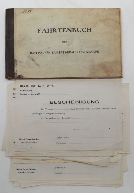 Bayern: Nachlass eines Fahrers im Bayerischen Sanitäts-Kraftfahrer-Korps, Westfront 1917-1918. Bayern: Nachlass eines Fahrers im Bayerischen Sanitäts-Kraftfahrer-Korps, Westfront 1917-1918.