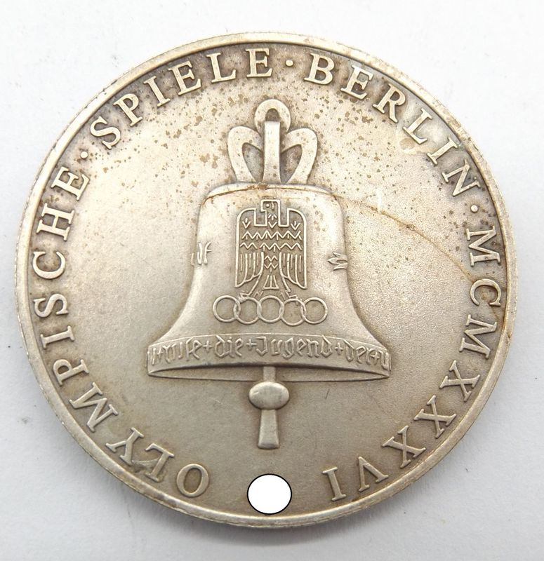 3. Reich: Silbermedaille 1936 Olympische Spiele Berlin.