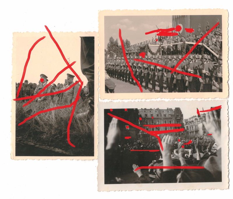 3. Reich: 3 Privatfotos Hitler, jeweils ca. 6x9 cm, C103.