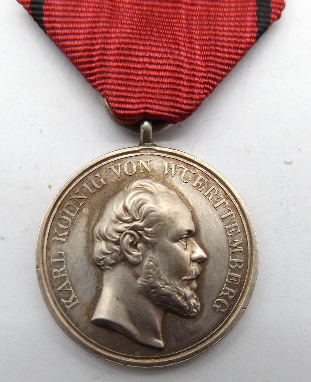 Württemberg: Silberne Zivilverdienstmedaille, König Karl, ohne Stempelschneider, am Band.