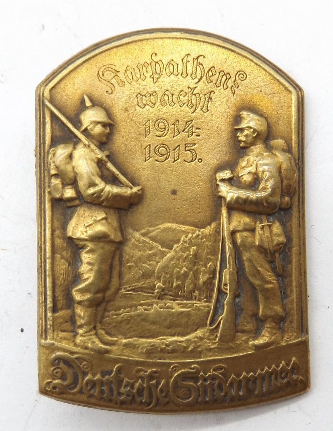 Österreich: K.u.K. Kappenabzeichen Karpathenwacht 1914-1915 Deutsche Südarmee, an Nadel.