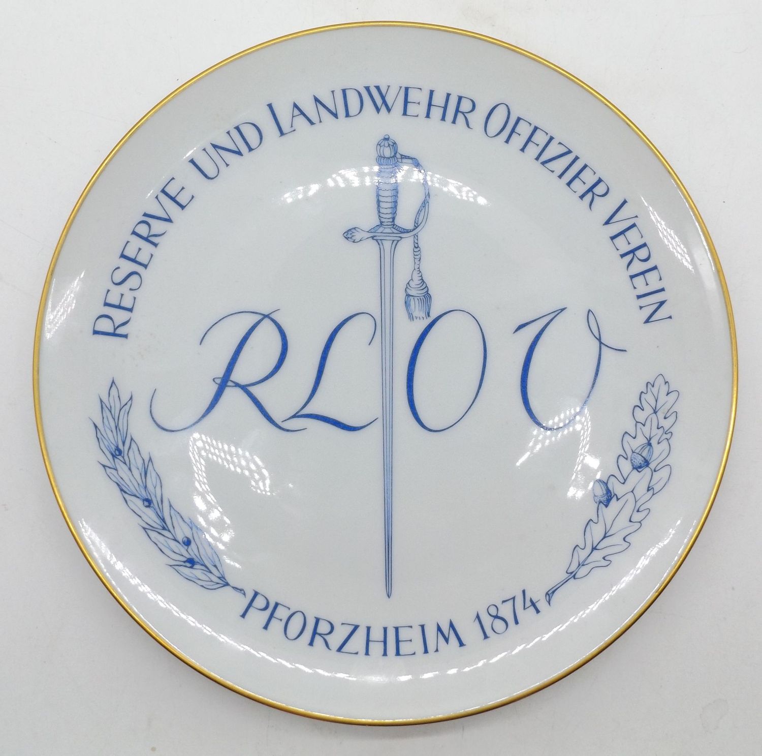 Deutsches Reich: Teller teller Reserve und Landwehr Offizier Verein Pforzheim, Durchmesser ca. 26 cm.