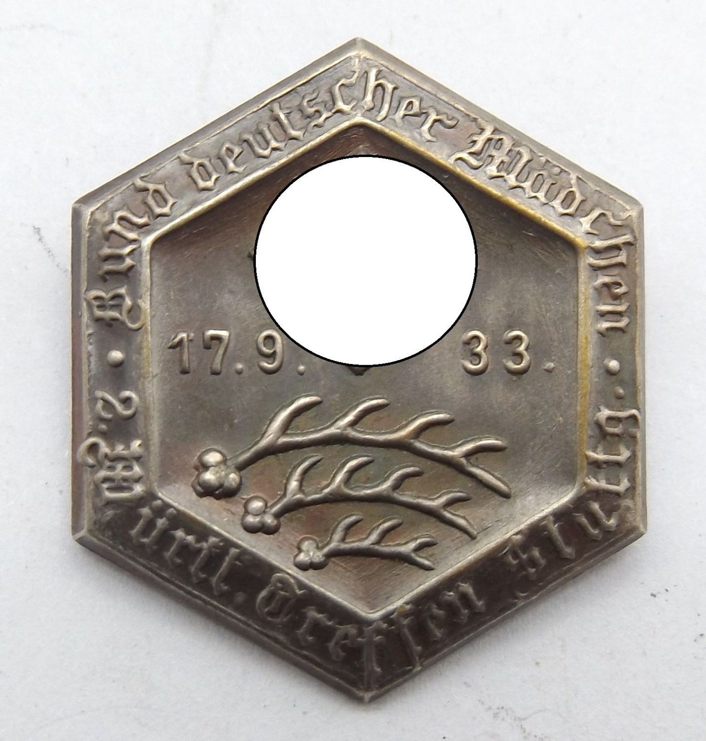 BDM: Abzeichen Bund Deutscher Mädchen, 2. Württemberger Treffen Stuttgart 17.9.1933, an Nadel.