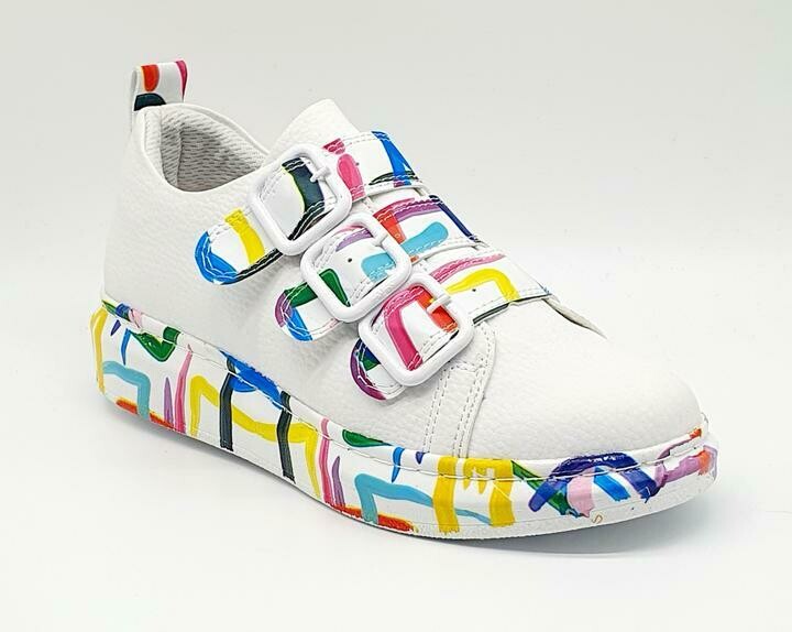 Ladies Buckle Splash Sneakers