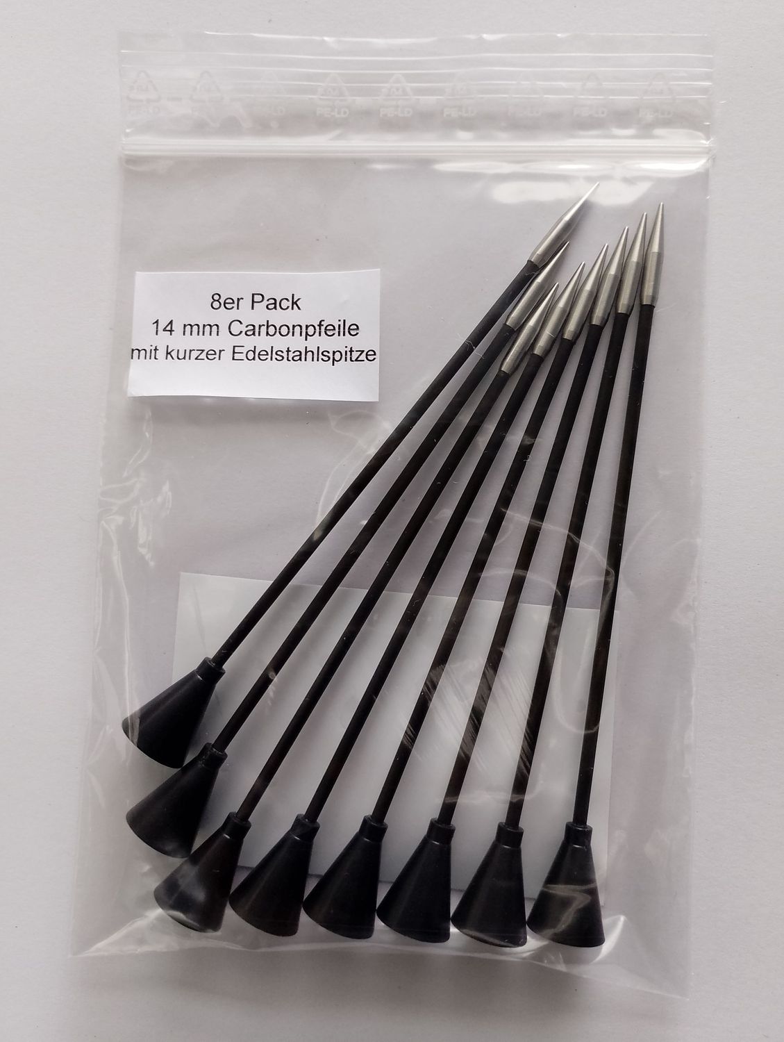 Carbonpfeile mit kurzer Edelstahlspitze - 14 mm - SCHWARZE Conen