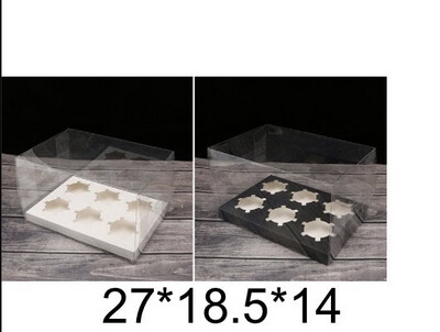 Transparent Cupcake Boxes 4 Cavity, white Color 