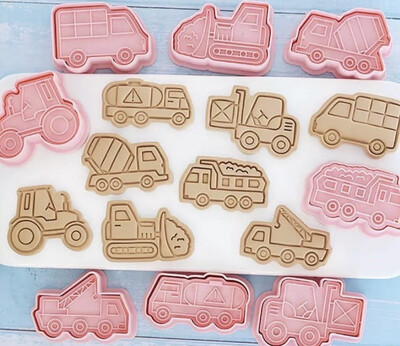 8 Pieces Trucks Theme Cutter and Stamp  Set