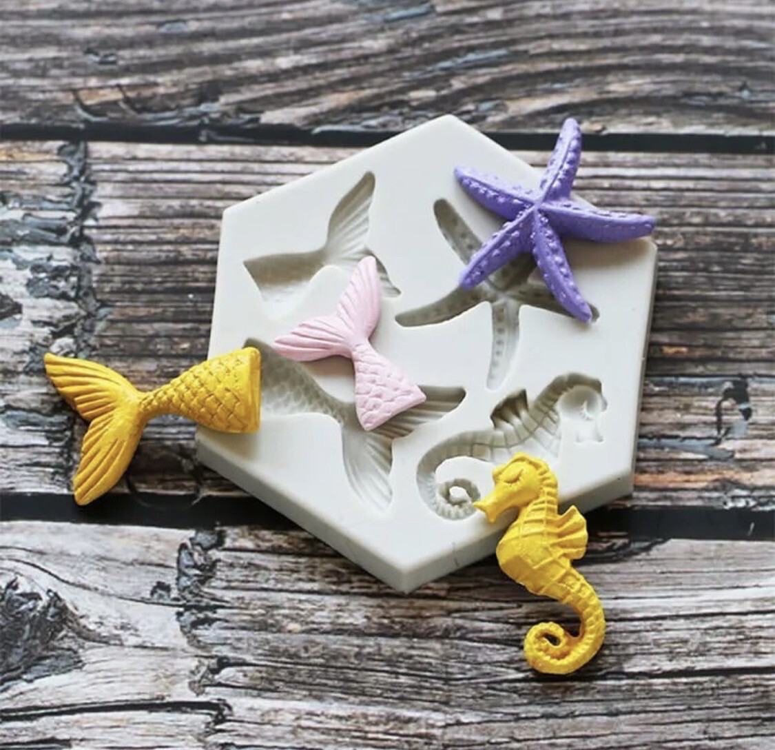 Mermaid Tail, Seahorse, Starfish Mold